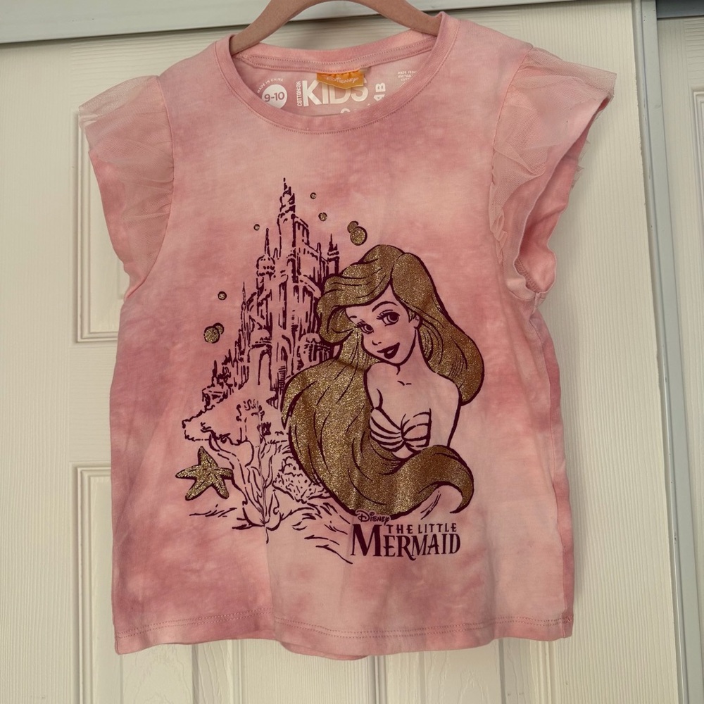 4/$25 Cotton:On Disney Pink 100% Australian Cotton Little Mermaid Tee Size 9-10